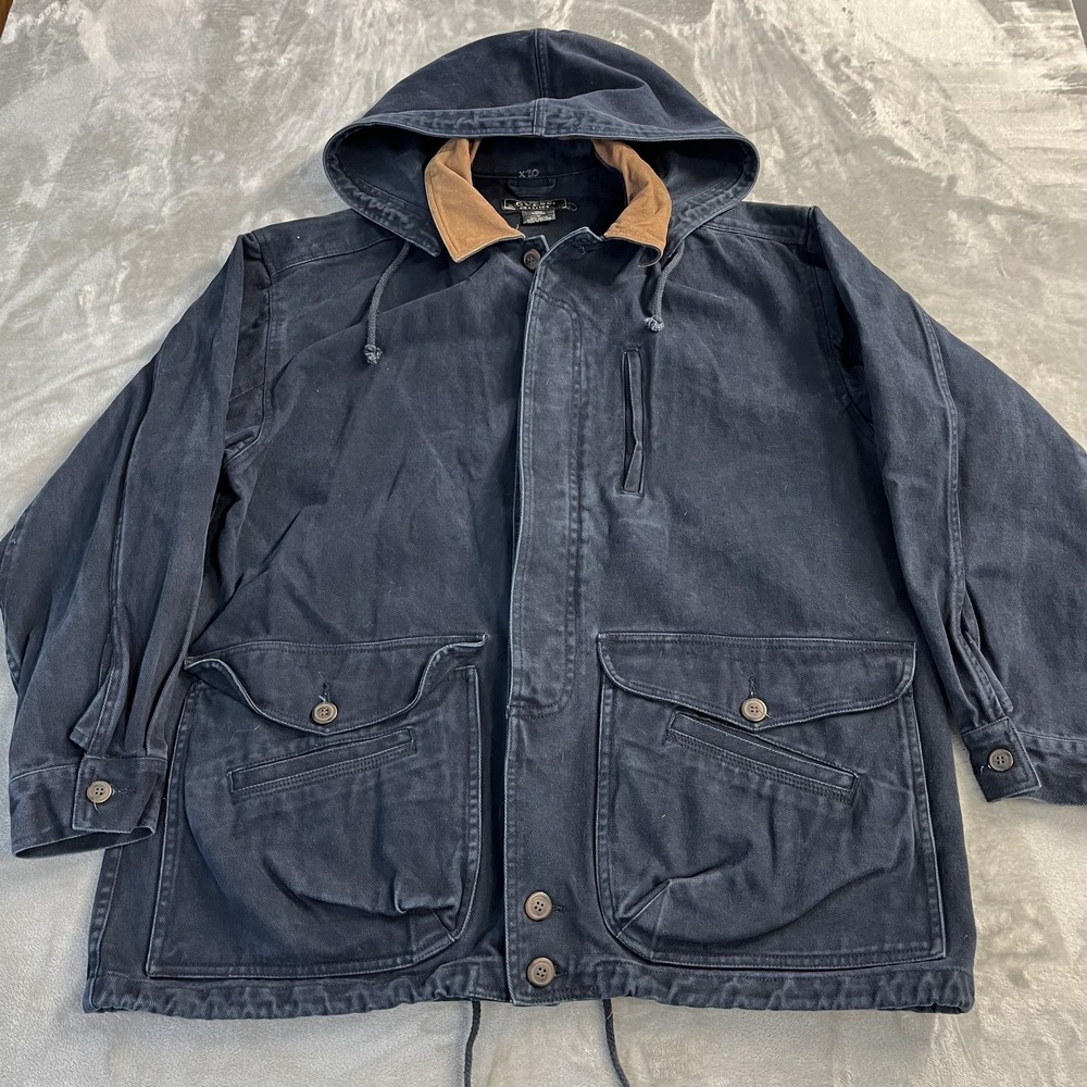 Vintage Guess Jacket Mens Medium Blue Hooded Canvas‎ Parka Workwear 90s
